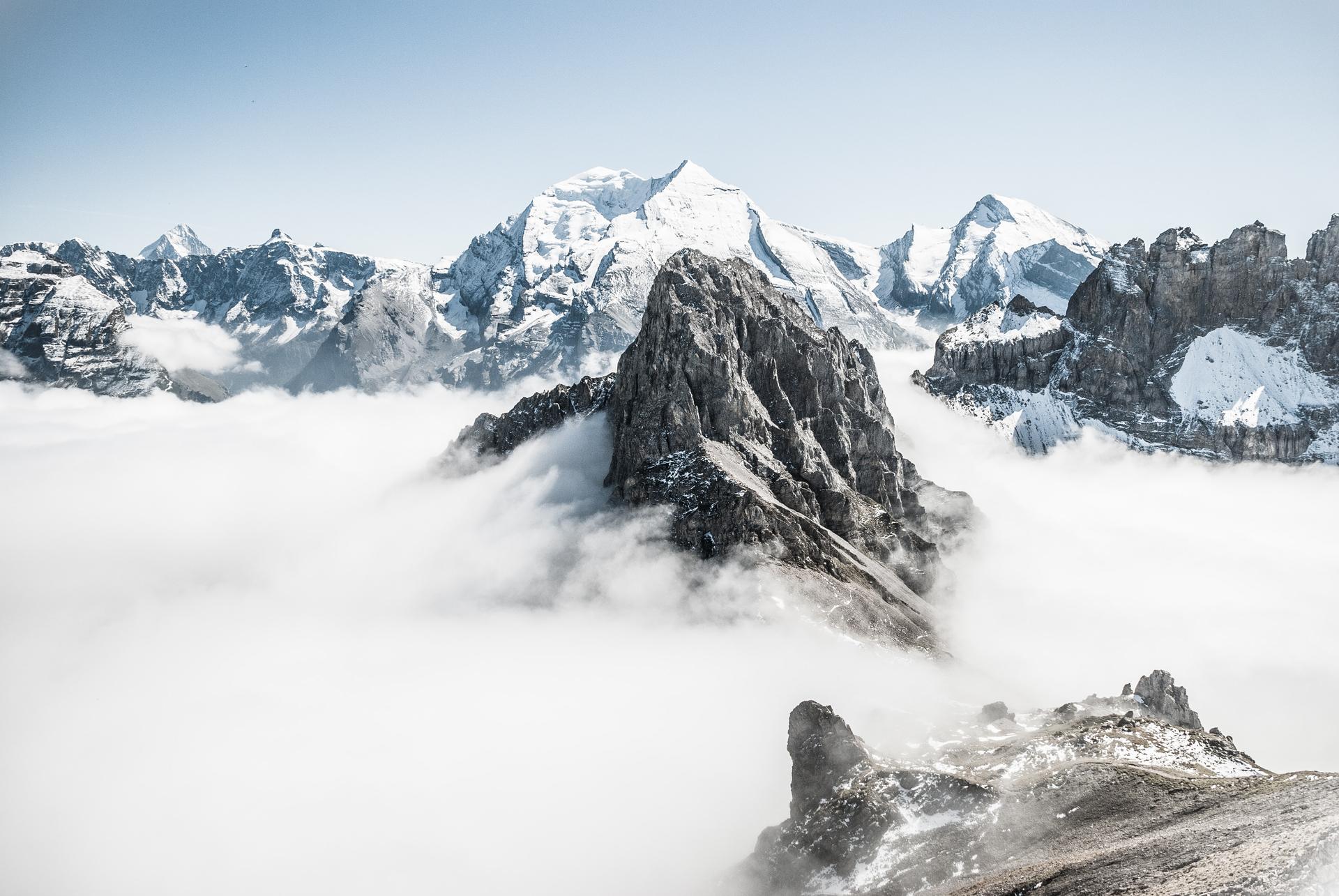 Santa-Cristina-Val-Gardena mountains in the clouds