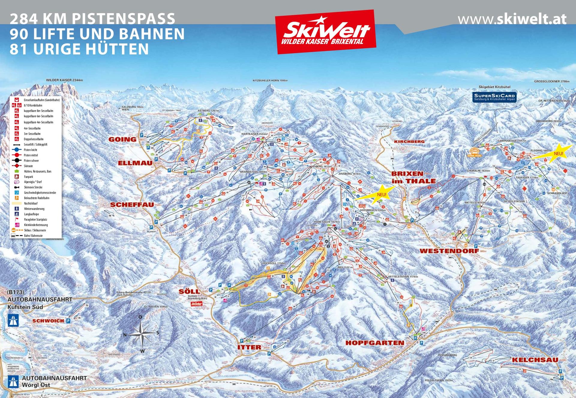 Hopfgarten ski map