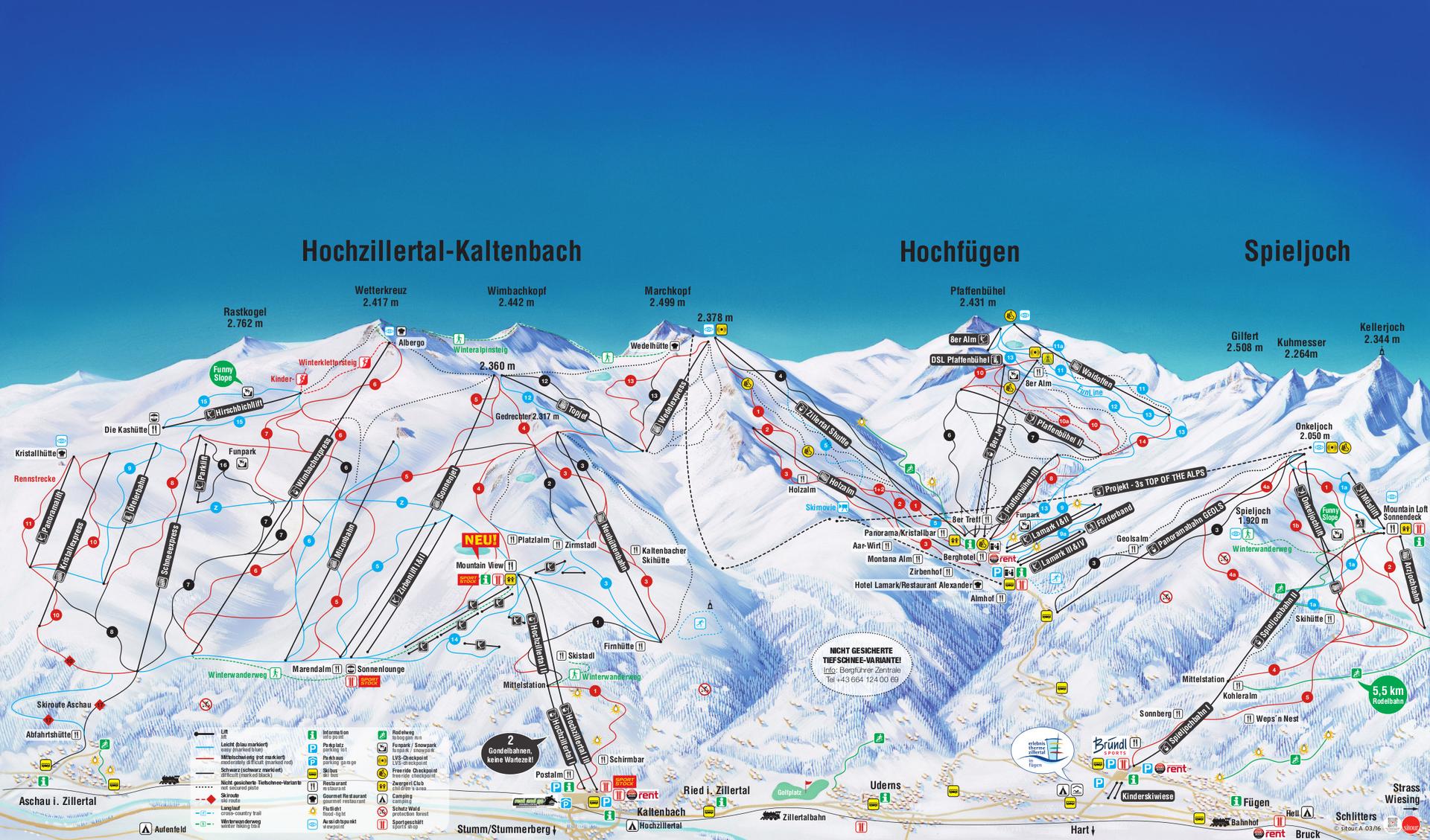 Kaltenbach ski map
