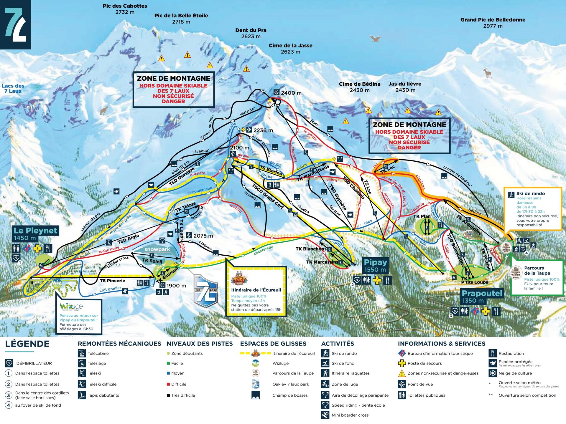 Les 7 Laux ski map