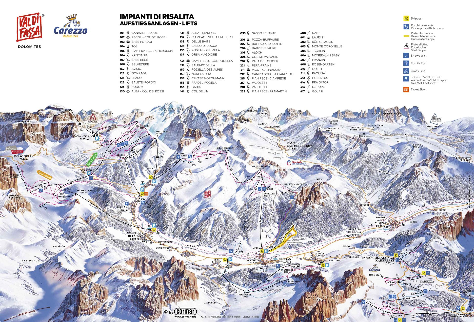 Campitello di Fassa ski map